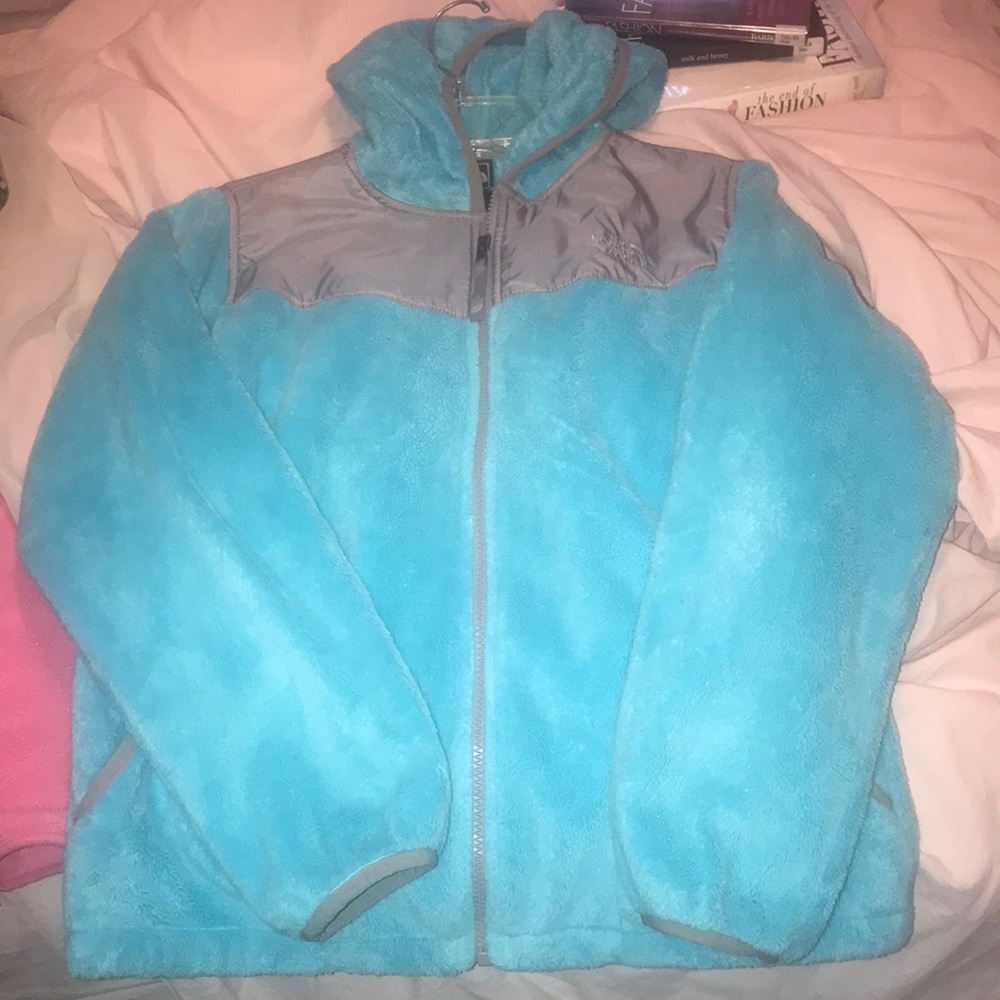 Girls cotton candy fuzzy blue north face